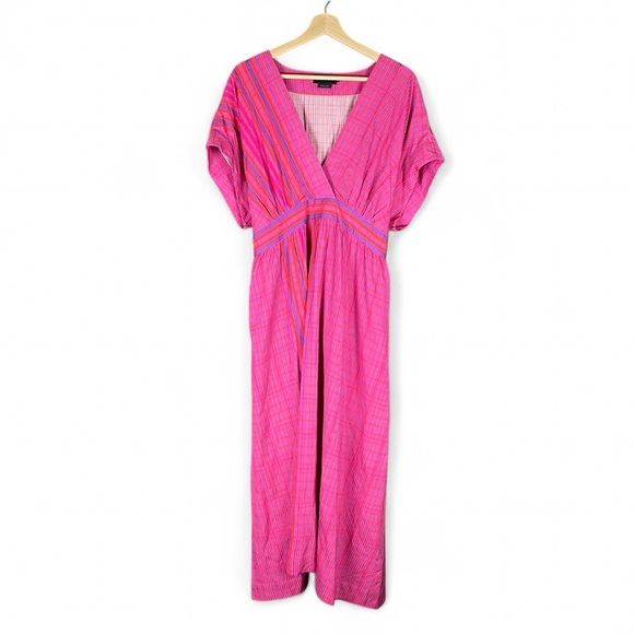 Hatch Collection Size 4 Natalie Maternity Midi Dress Rosebud Plaid Magenta Pink - Picture 3 of 12